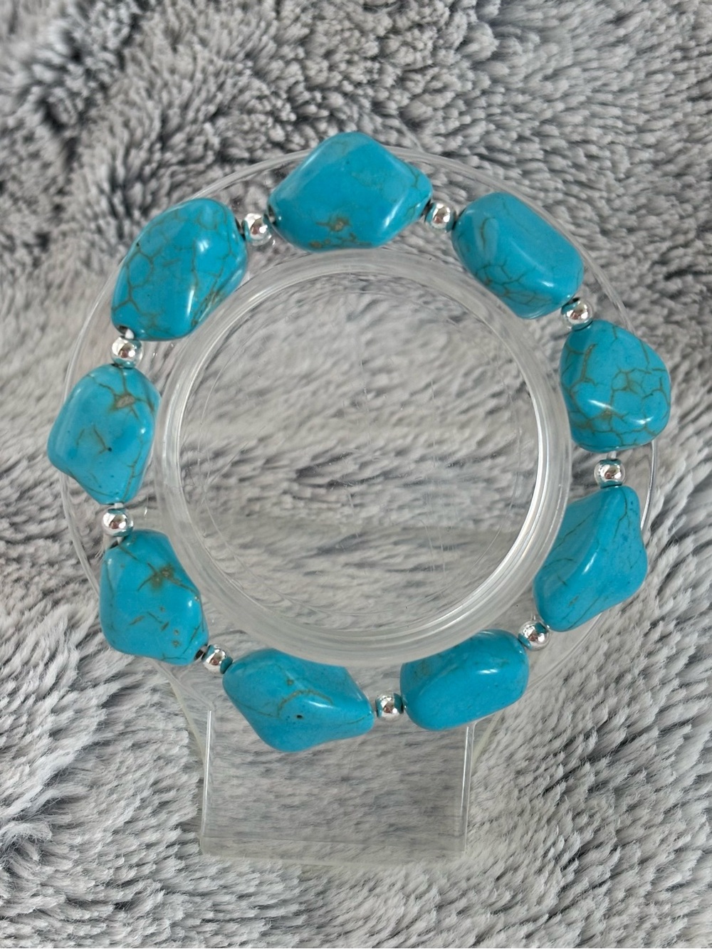 Chunky Magnesite Tumble Stone Bracelet Turquoise color